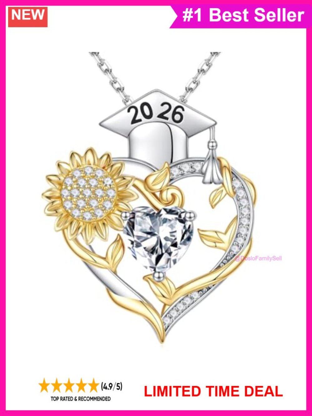 Sterling Silver Birthstone Necklace Adjustable Graduation Gift